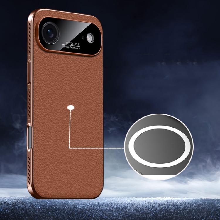 For iPhone Air Soft Armor MagSafe Cooling Plain Leather Hybrid PC Phone Case