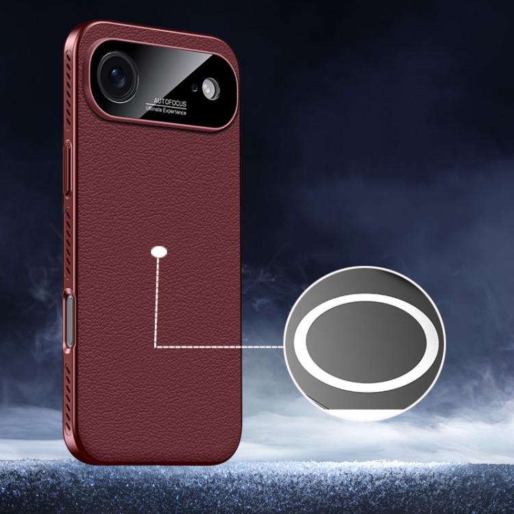 For iPhone Air Soft Armor MagSafe Cooling Plain Leather Hybrid PC Phone Case