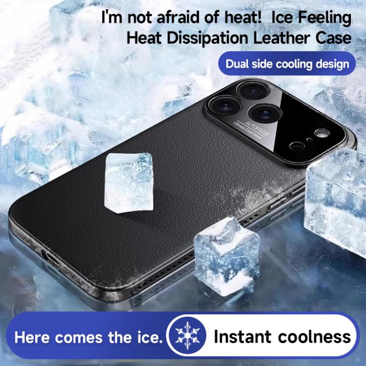 For iPhone 17 Pro Soft Armor MagSafe Cooling Plain Leather Hybrid PC Phone Case