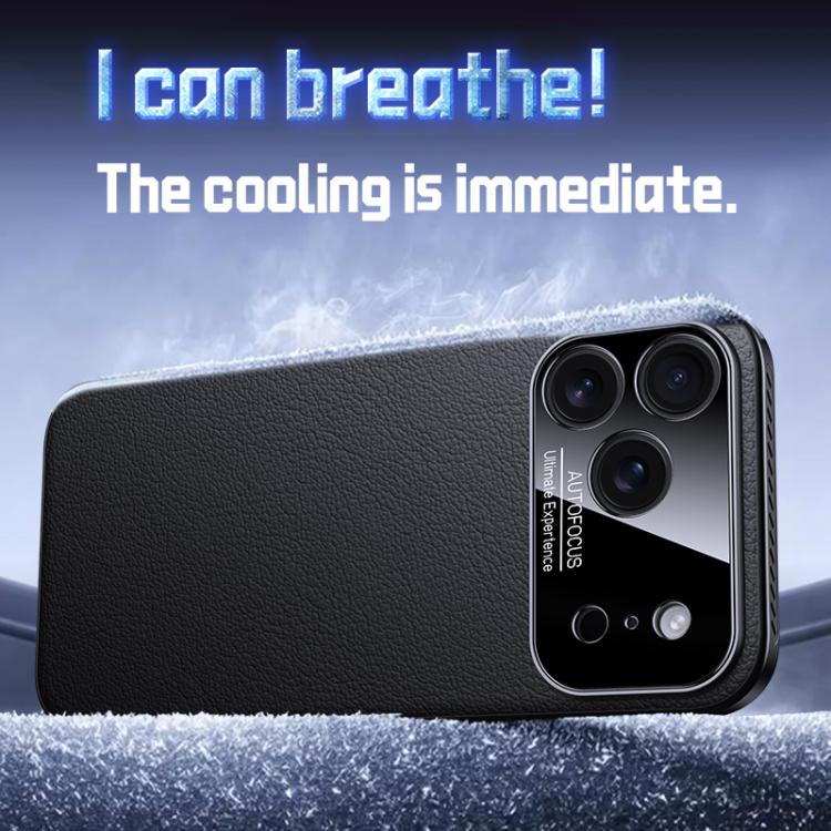 For iPhone 17 Pro Soft Armor MagSafe Cooling Plain Leather Hybrid PC Phone Case