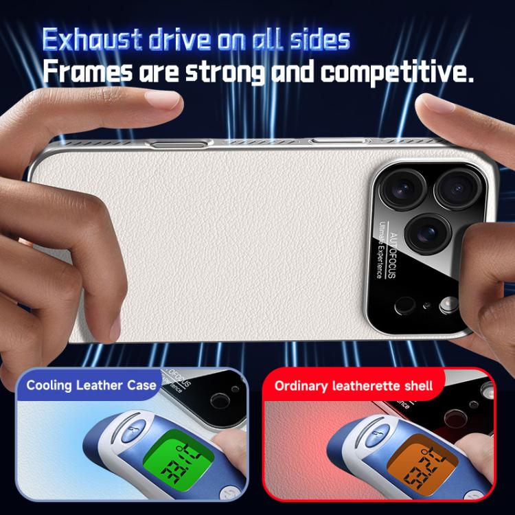 For iPhone 17 Soft Armor MagSafe Cooling Plain Leather Hybrid PC Phone Case