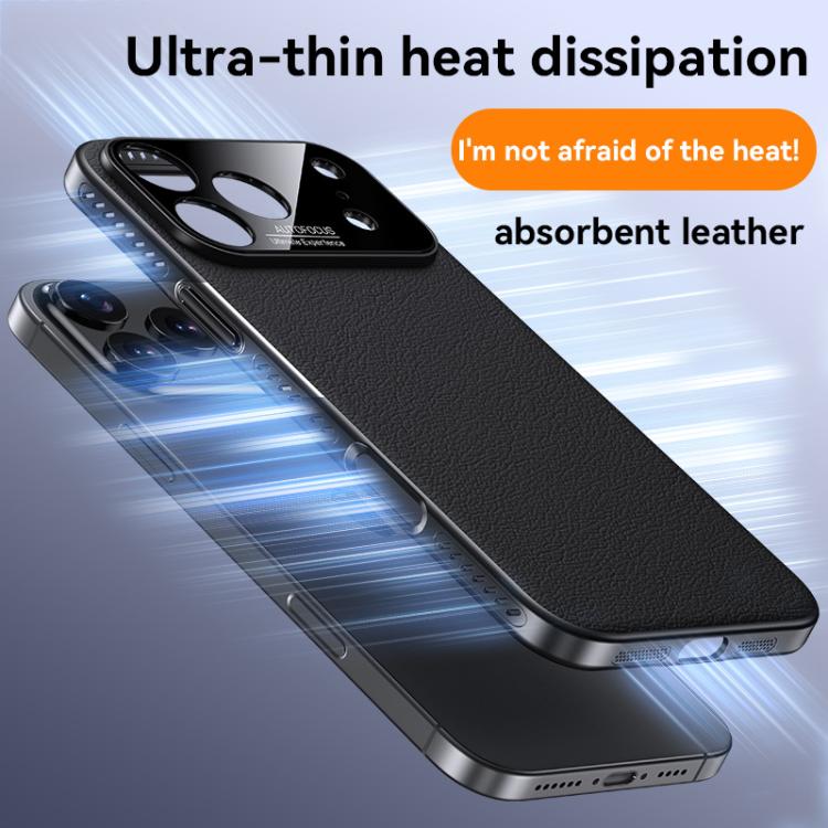 For iPhone 17 Soft Armor MagSafe Cooling Plain Leather Hybrid PC Phone Case