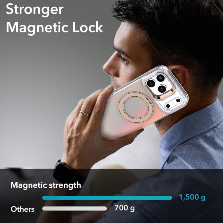 For iPhone 17 Pro Max Gradient Discolor Rotating Holder Lens Kickstand Magsafe Phone Case