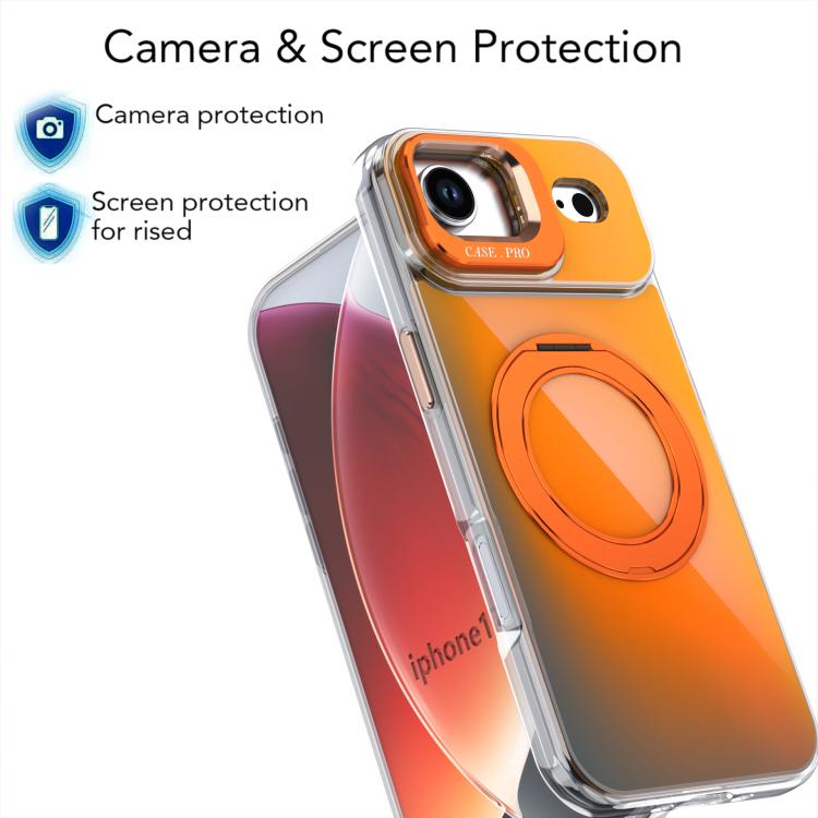 For iPhone Air Gradient Discolor Rotating Holder Lens Kickstand Magsafe Phone Case