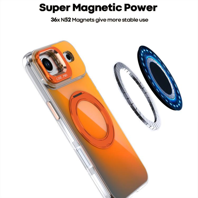 For iPhone Air Gradient Discolor Rotating Holder Lens Kickstand Magsafe Phone Case