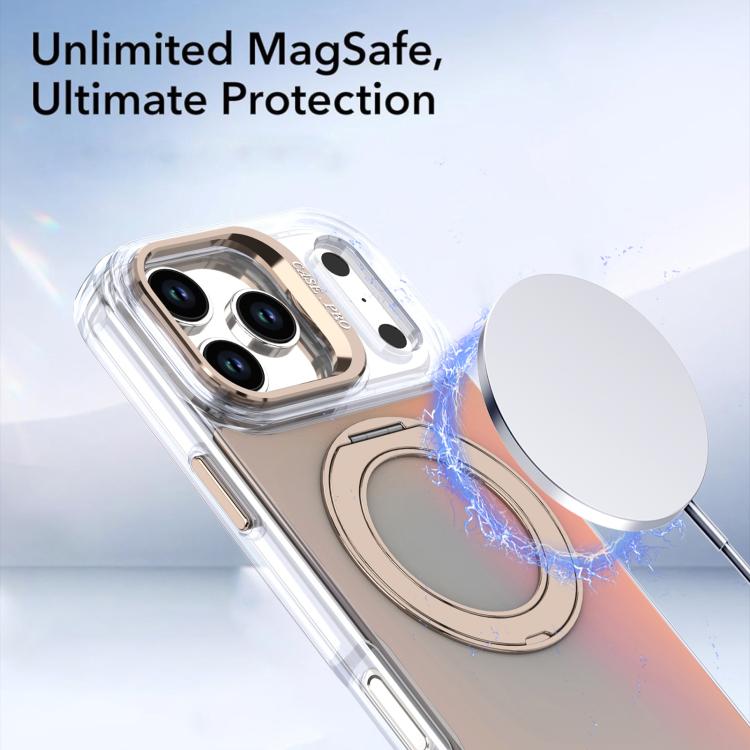 For iPhone 17 Pro Gradient Discolor Rotating Holder Lens Kickstand Magsafe Phone Case