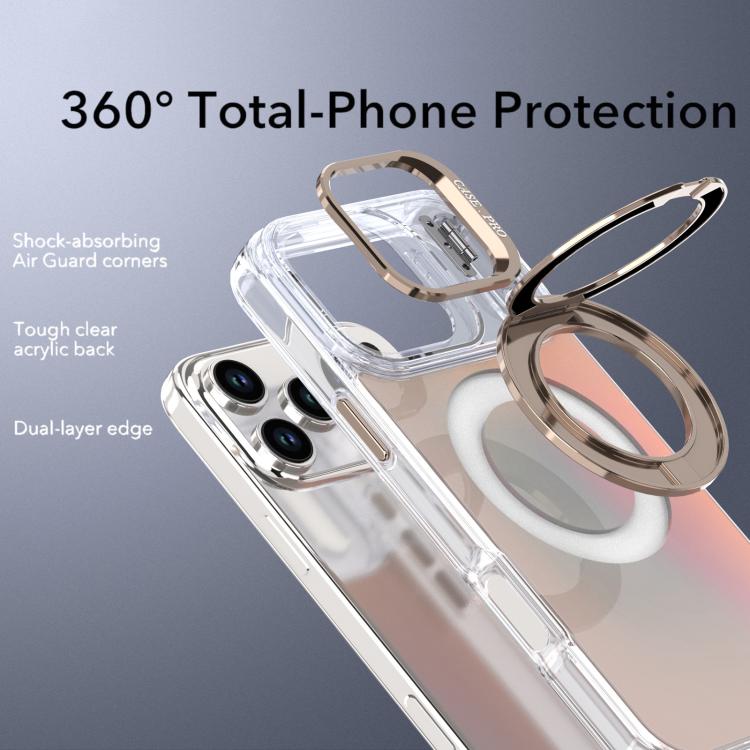 For iPhone 17 Pro Gradient Discolor Rotating Holder Lens Kickstand Magsafe Phone Case