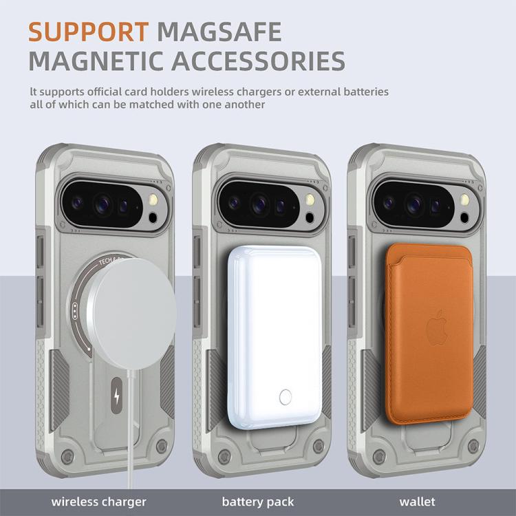 For Google Pixel 10 / 10 Pro / 9 / 9 Pro Armor MagSafe Holder PC Hybrid TPU Phone Case