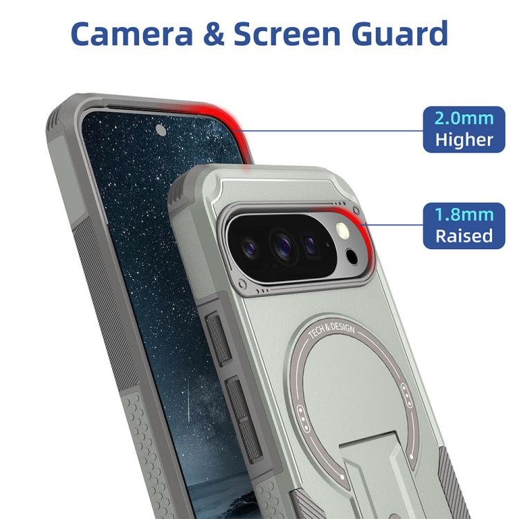 For Google Pixel 10 / 10 Pro / 9 / 9 Pro Armor MagSafe Holder PC Hybrid TPU Phone Case