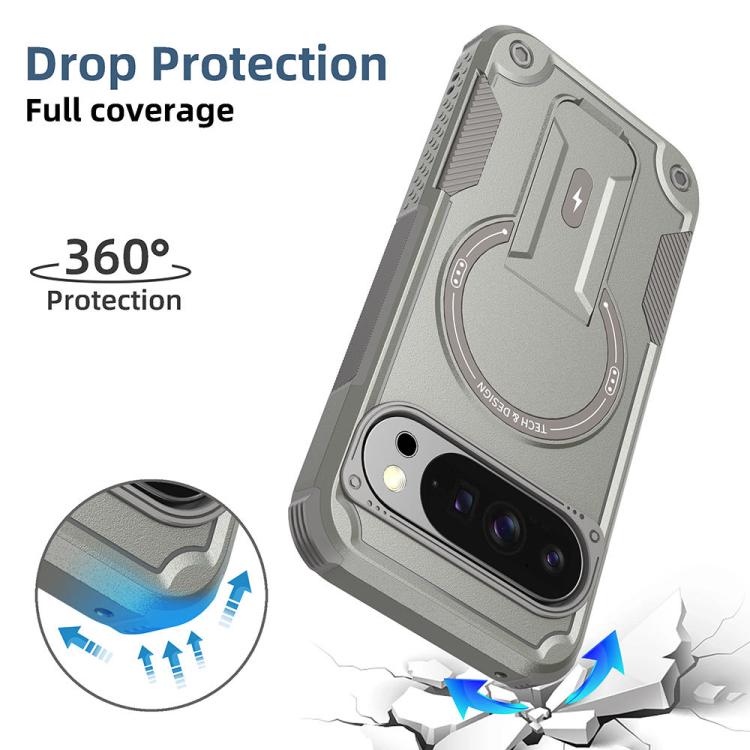 For Google Pixel 10 / 10 Pro / 9 / 9 Pro Armor MagSafe Holder PC Hybrid TPU Phone Case