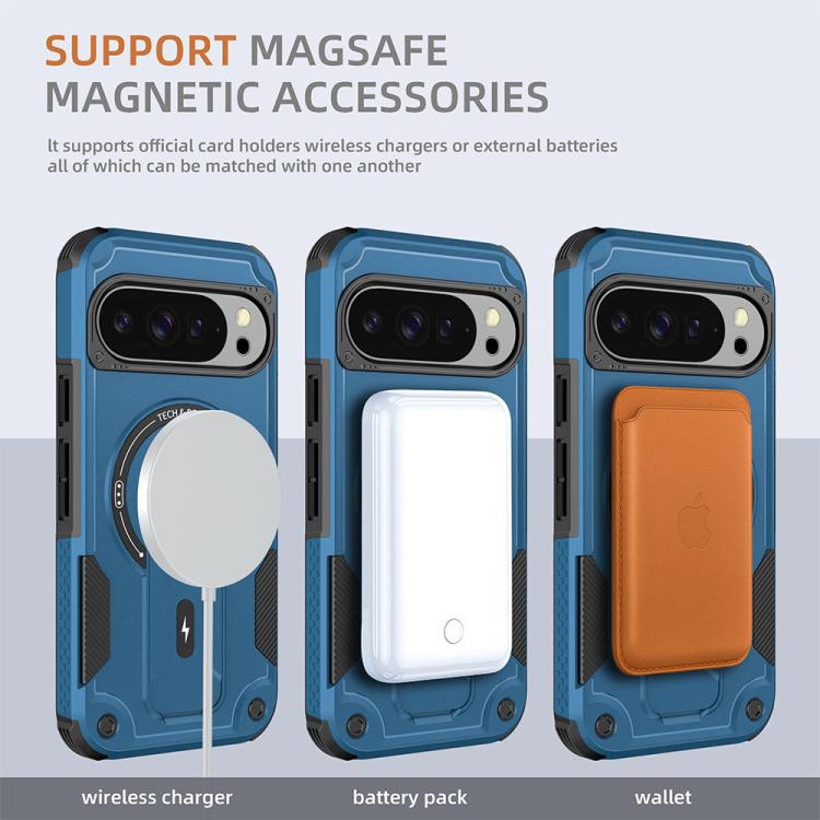 For Google Pixel 10 / 10 Pro / 9 / 9 Pro Armor MagSafe Holder PC Hybrid TPU Phone Case