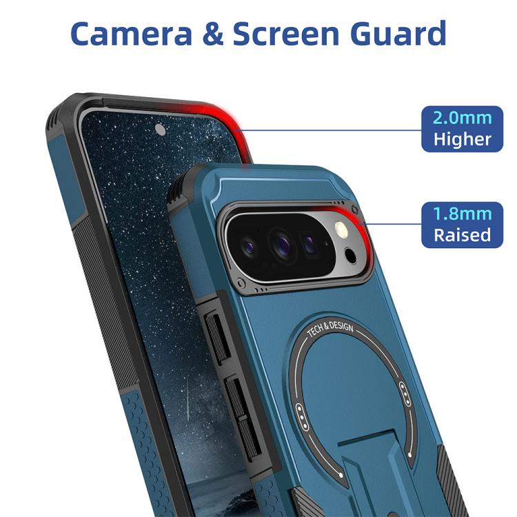 For Google Pixel 10 / 10 Pro / 9 / 9 Pro Armor MagSafe Holder PC Hybrid TPU Phone Case