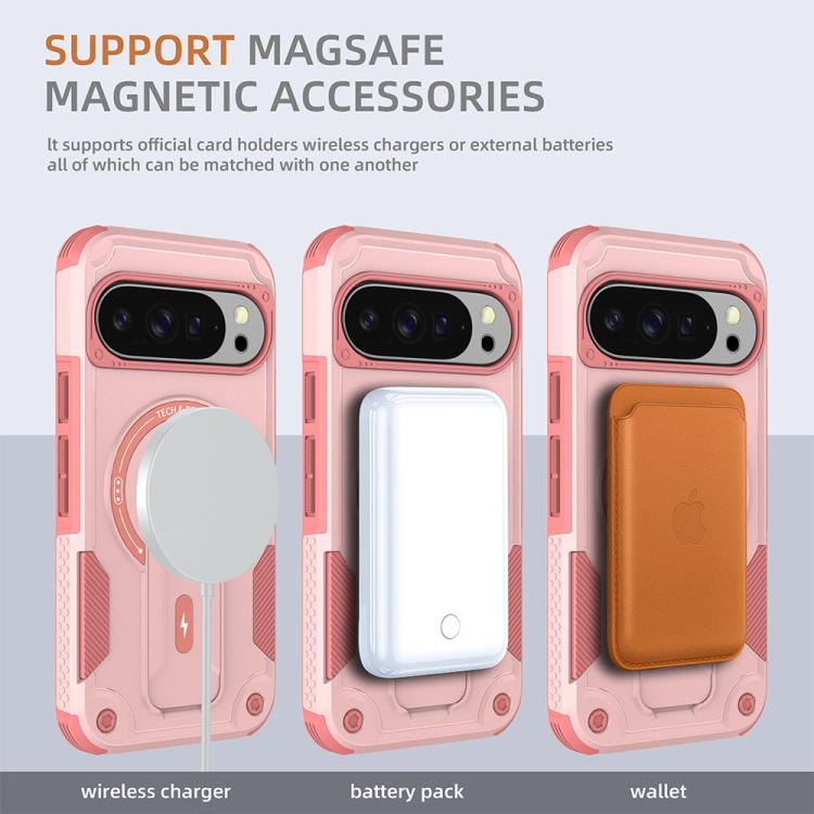For Google Pixel 10 / 10 Pro / 9 / 9 Pro Armor MagSafe Holder PC Hybrid TPU Phone Case