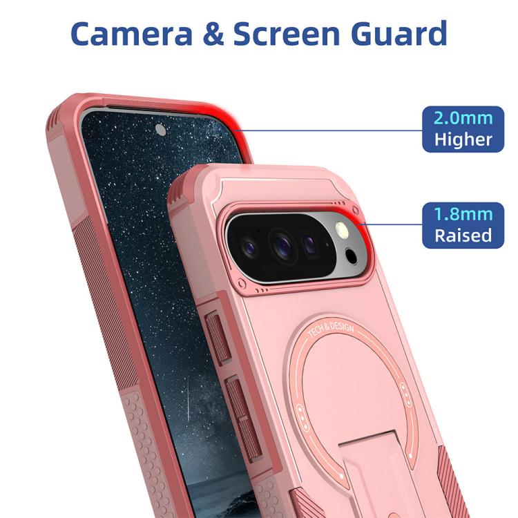 For Google Pixel 10 / 10 Pro / 9 / 9 Pro Armor MagSafe Holder PC Hybrid TPU Phone Case