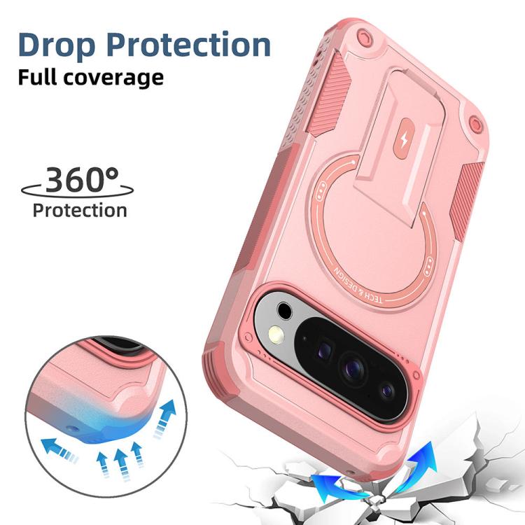 For Google Pixel 10 / 10 Pro / 9 / 9 Pro Armor MagSafe Holder PC Hybrid TPU Phone Case
