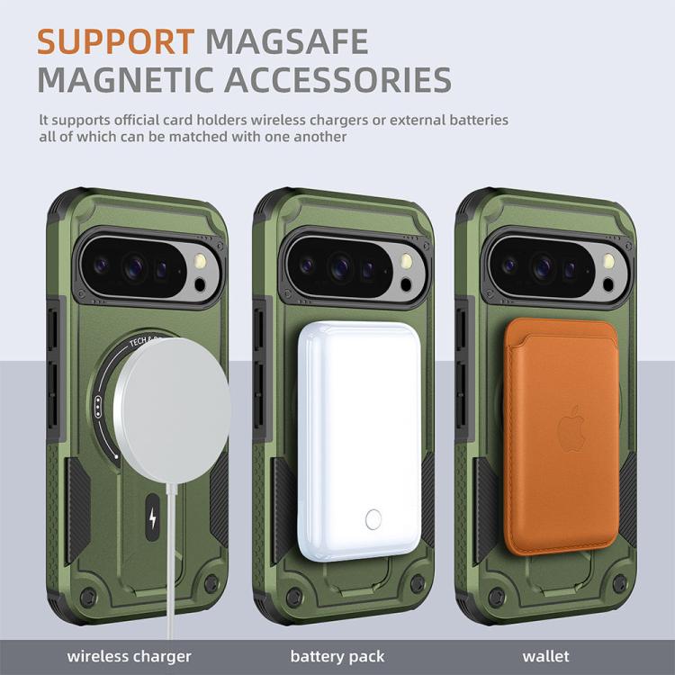 For Google Pixel 10 / 10 Pro / 9 / 9 Pro Armor MagSafe Holder PC Hybrid TPU Phone Case