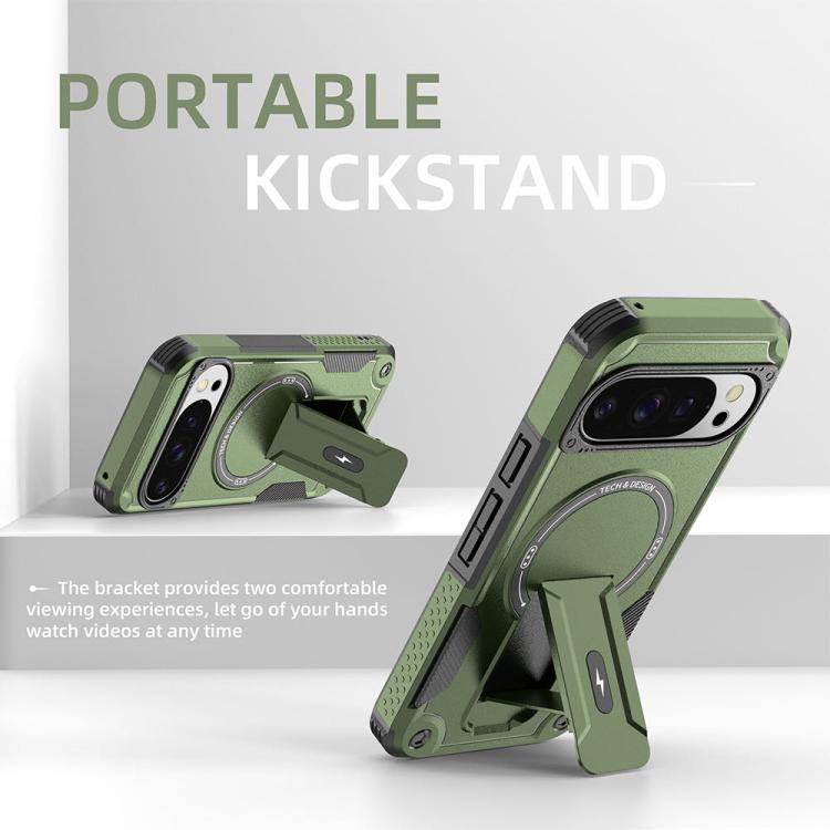 For Google Pixel 10 / 10 Pro / 9 / 9 Pro Armor MagSafe Holder PC Hybrid TPU Phone Case