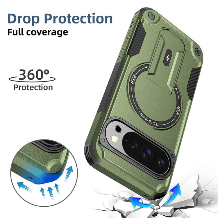For Google Pixel 10 / 10 Pro / 9 / 9 Pro Armor MagSafe Holder PC Hybrid TPU Phone Case