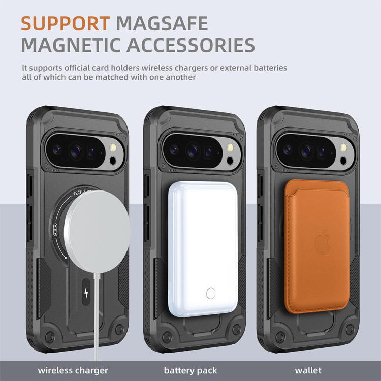 For Google Pixel 10 / 10 Pro / 9 / 9 Pro Armor MagSafe Holder PC Hybrid TPU Phone Case
