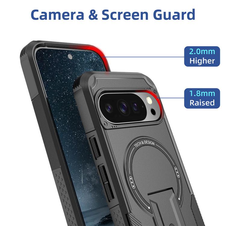 For Google Pixel 10 / 10 Pro / 9 / 9 Pro Armor MagSafe Holder PC Hybrid TPU Phone Case