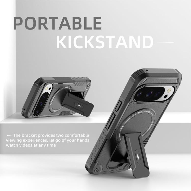 For Google Pixel 10 / 10 Pro / 9 / 9 Pro Armor MagSafe Holder PC Hybrid TPU Phone Case
