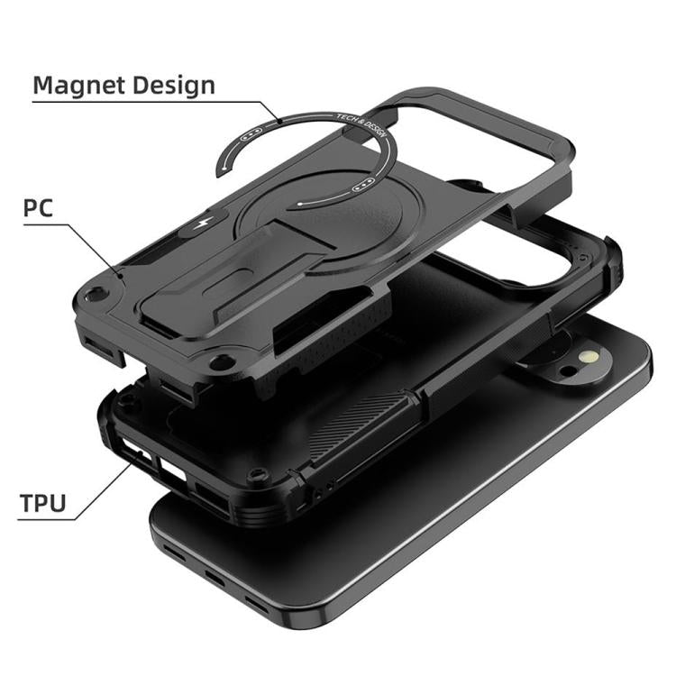 For Google Pixel 10 / 10 Pro / 9 / 9 Pro Armor MagSafe Holder PC Hybrid TPU Phone Case