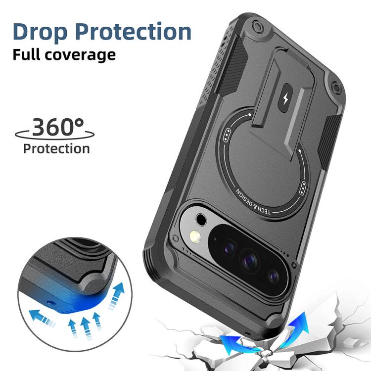 For Google Pixel 10 / 10 Pro / 9 / 9 Pro Armor MagSafe Holder PC Hybrid TPU Phone Case