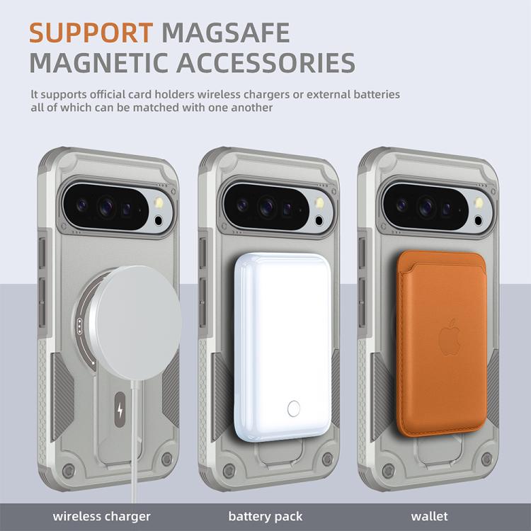 For Google Pixel 9 Pro XL / 10 Pro XL Armor MagSafe Holder PC Hybrid TPU Phone Case