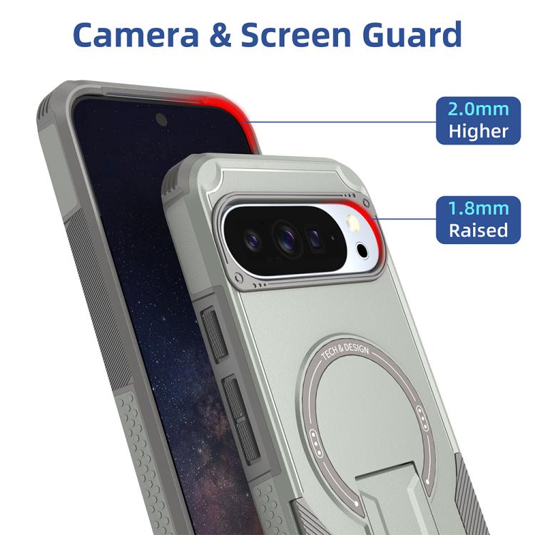 For Google Pixel 9 Pro XL / 10 Pro XL Armor MagSafe Holder PC Hybrid TPU Phone Case