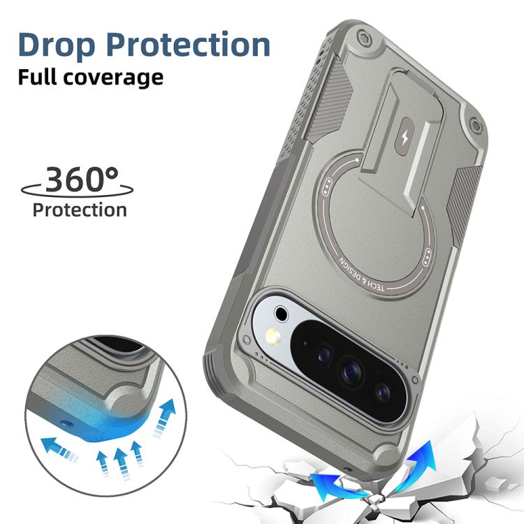 For Google Pixel 9 Pro XL / 10 Pro XL Armor MagSafe Holder PC Hybrid TPU Phone Case