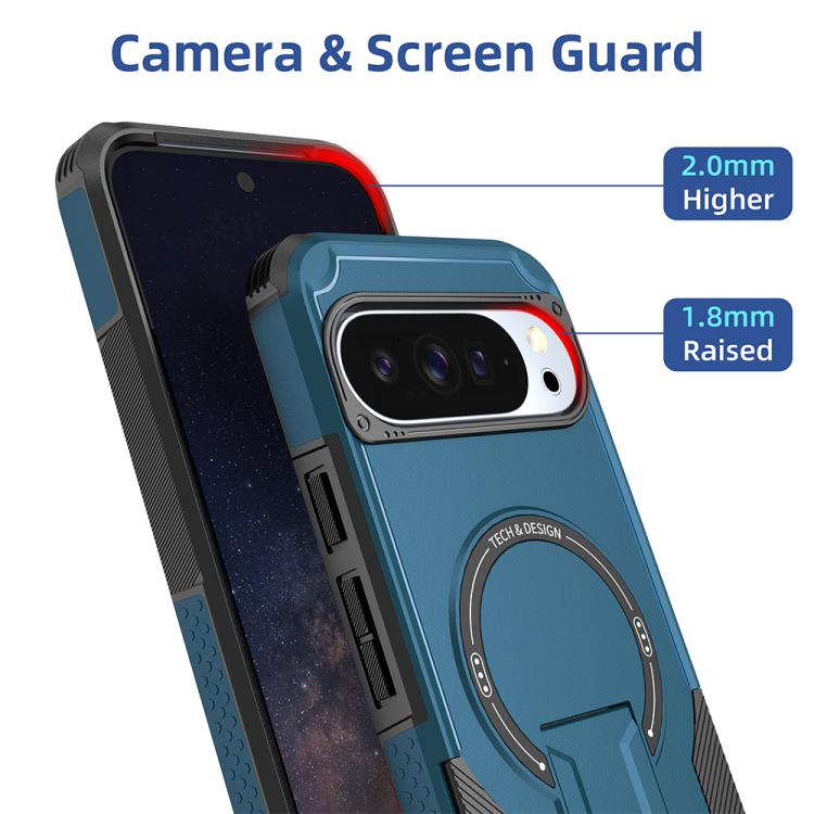 For Google Pixel 9 Pro XL / 10 Pro XL Armor MagSafe Holder PC Hybrid TPU Phone Case