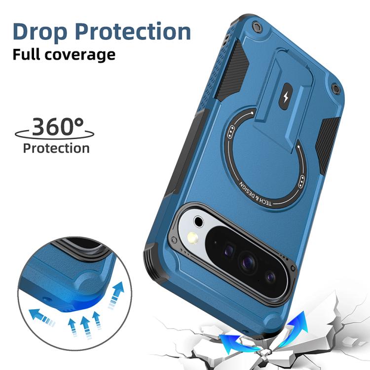 For Google Pixel 9 Pro XL / 10 Pro XL Armor MagSafe Holder PC Hybrid TPU Phone Case
