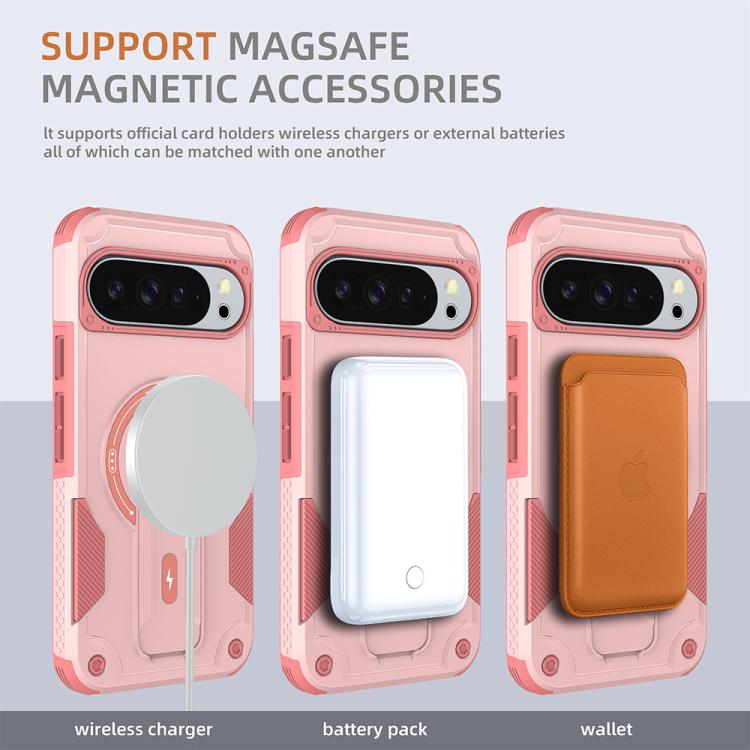 For Google Pixel 9 Pro XL / 10 Pro XL Armor MagSafe Holder PC Hybrid TPU Phone Case