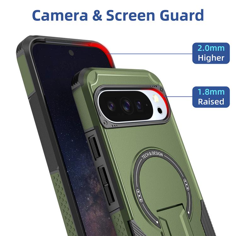 For Google Pixel 9 Pro XL / 10 Pro XL Armor MagSafe Holder PC Hybrid TPU Phone Case