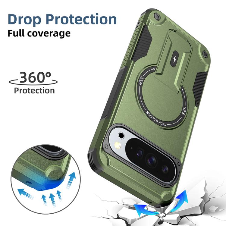 For Google Pixel 9 Pro XL / 10 Pro XL Armor MagSafe Holder PC Hybrid TPU Phone Case