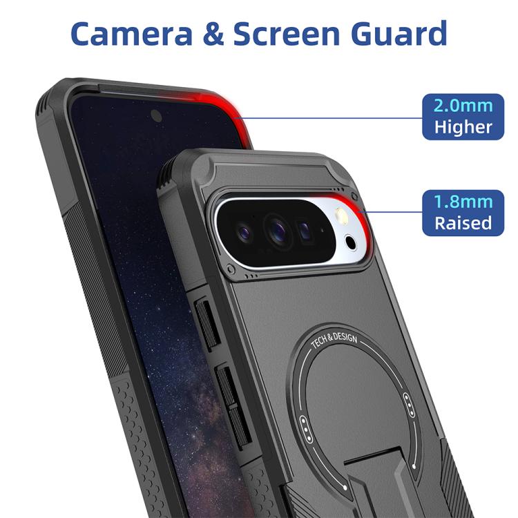 For Google Pixel 9 Pro XL / 10 Pro XL Armor MagSafe Holder PC Hybrid TPU Phone Case