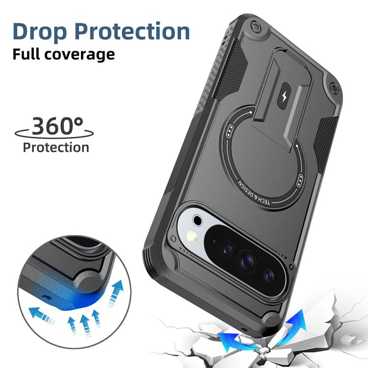 For Google Pixel 9 Pro XL / 10 Pro XL Armor MagSafe Holder PC Hybrid TPU Phone Case