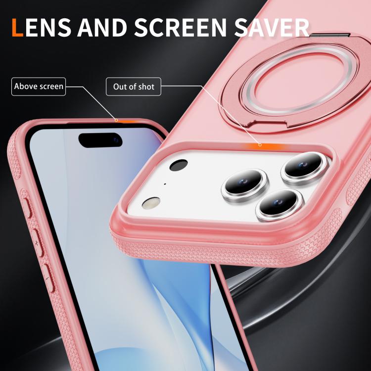 For iPhone 17 Pro Max Skin Feel Translucent PC Gear Holder C MagSafe Phone Case