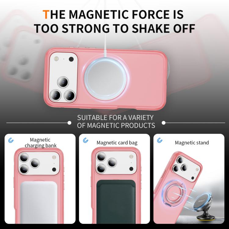 For iPhone 17 Pro Max Skin Feel Translucent PC Gear Holder C MagSafe Phone Case
