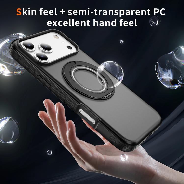 For iPhone 17 Pro Max Skin Feel Translucent PC Gear Holder C MagSafe Phone Case