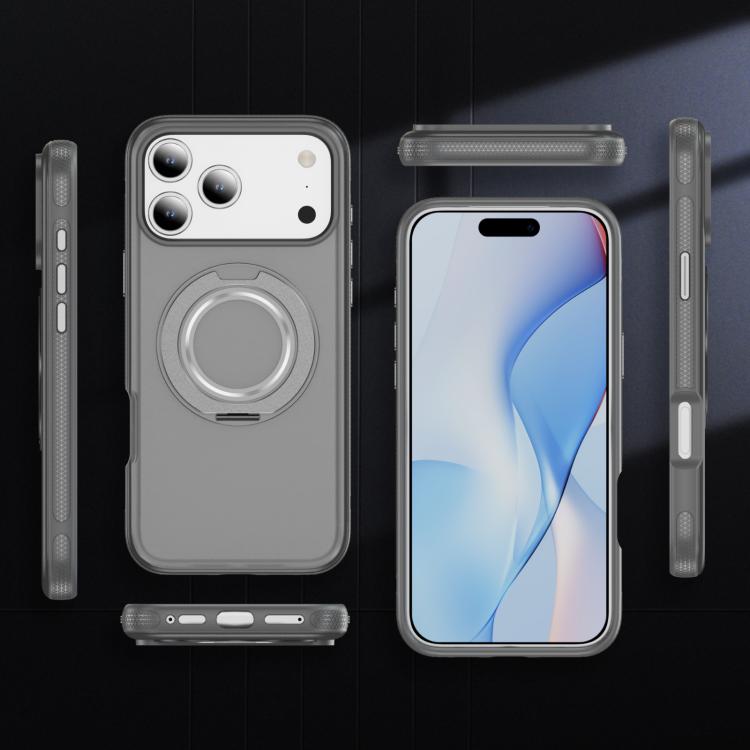 For iPhone 17 Pro Max Skin Feel Translucent PC Gear Holder C MagSafe Phone Case