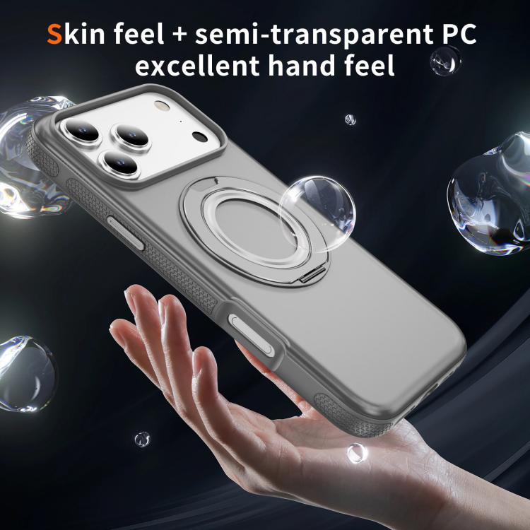 For iPhone 17 Pro Max Skin Feel Translucent PC Gear Holder C MagSafe Phone Case