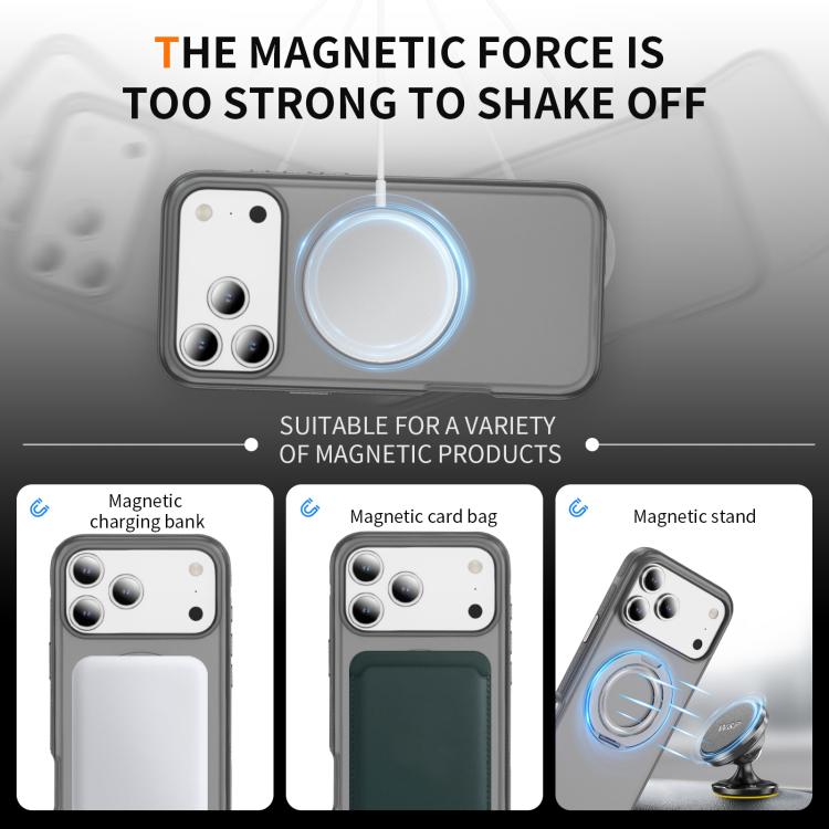 For iPhone 17 Pro Max Skin Feel Translucent PC Gear Holder C MagSafe Phone Case