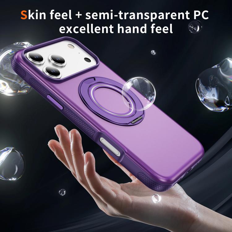 For iPhone 17 Pro Max Skin Feel Translucent PC Gear Holder C MagSafe Phone Case