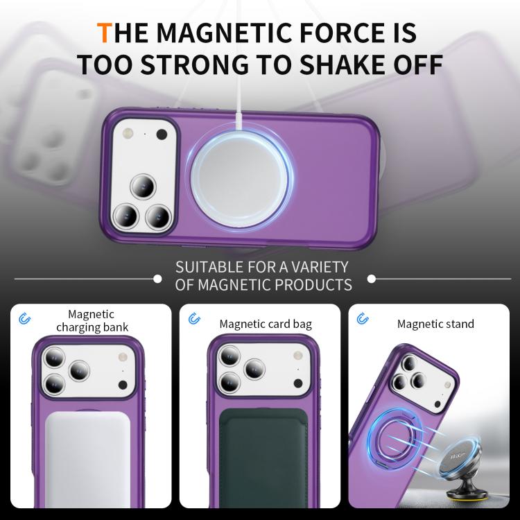 For iPhone 17 Pro Max Skin Feel Translucent PC Gear Holder C MagSafe Phone Case