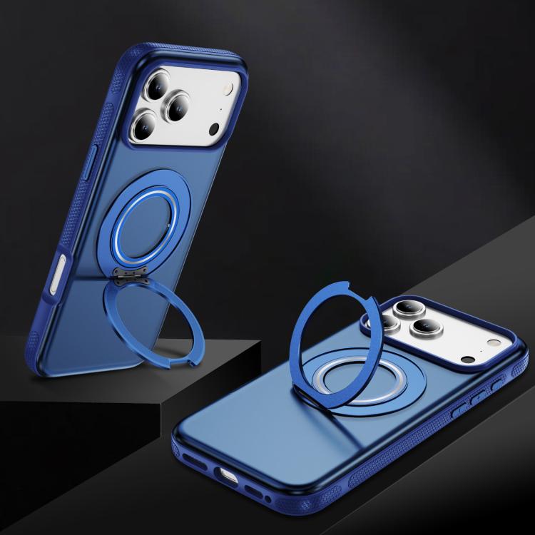 For iPhone 17 Pro Max Skin Feel Translucent PC Gear Holder C MagSafe Phone Case