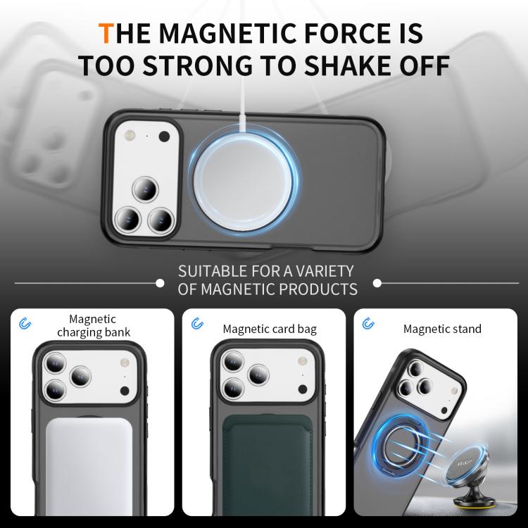 For iPhone 17 Pro Skin Feel Translucent PC Gear Holder C MagSafe Phone Case