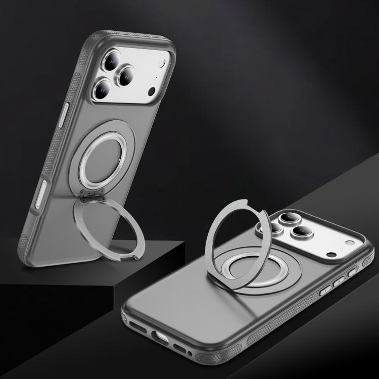 For iPhone 17 Pro Skin Feel Translucent PC Gear Holder C MagSafe Phone Case