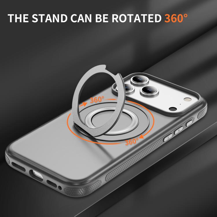 For iPhone 17 Pro Skin Feel Translucent PC Gear Holder C MagSafe Phone Case
