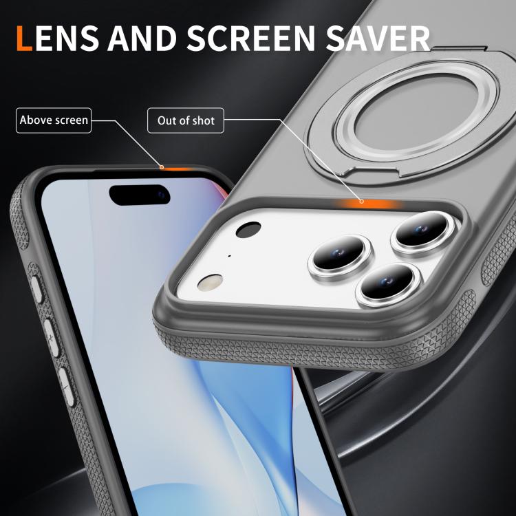 For iPhone 17 Pro Skin Feel Translucent PC Gear Holder C MagSafe Phone Case